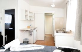 1-bedroom unit can sleep up to three guests